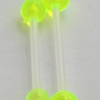 Nyelv piercing UV zöld golyókkal