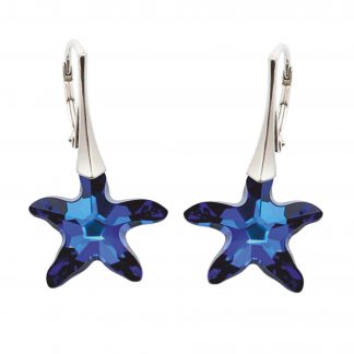 Bermuda kék Swarovski kristály tengeri csillag ezüst fülbevaló